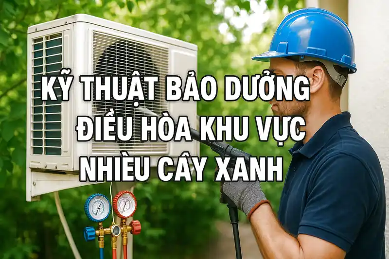 bảo dưỡng điều hòa khu vực nhiều cây xanh