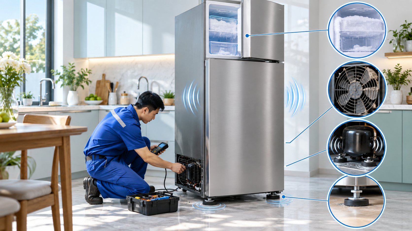 Tủ lạnh Hitachi kêu to: Nguyên nhân, cách xử lý 1 Ảnh minh hoạ: Tủ lạnh Hitachi kêu to: Nguyên nhân, cách xử lý