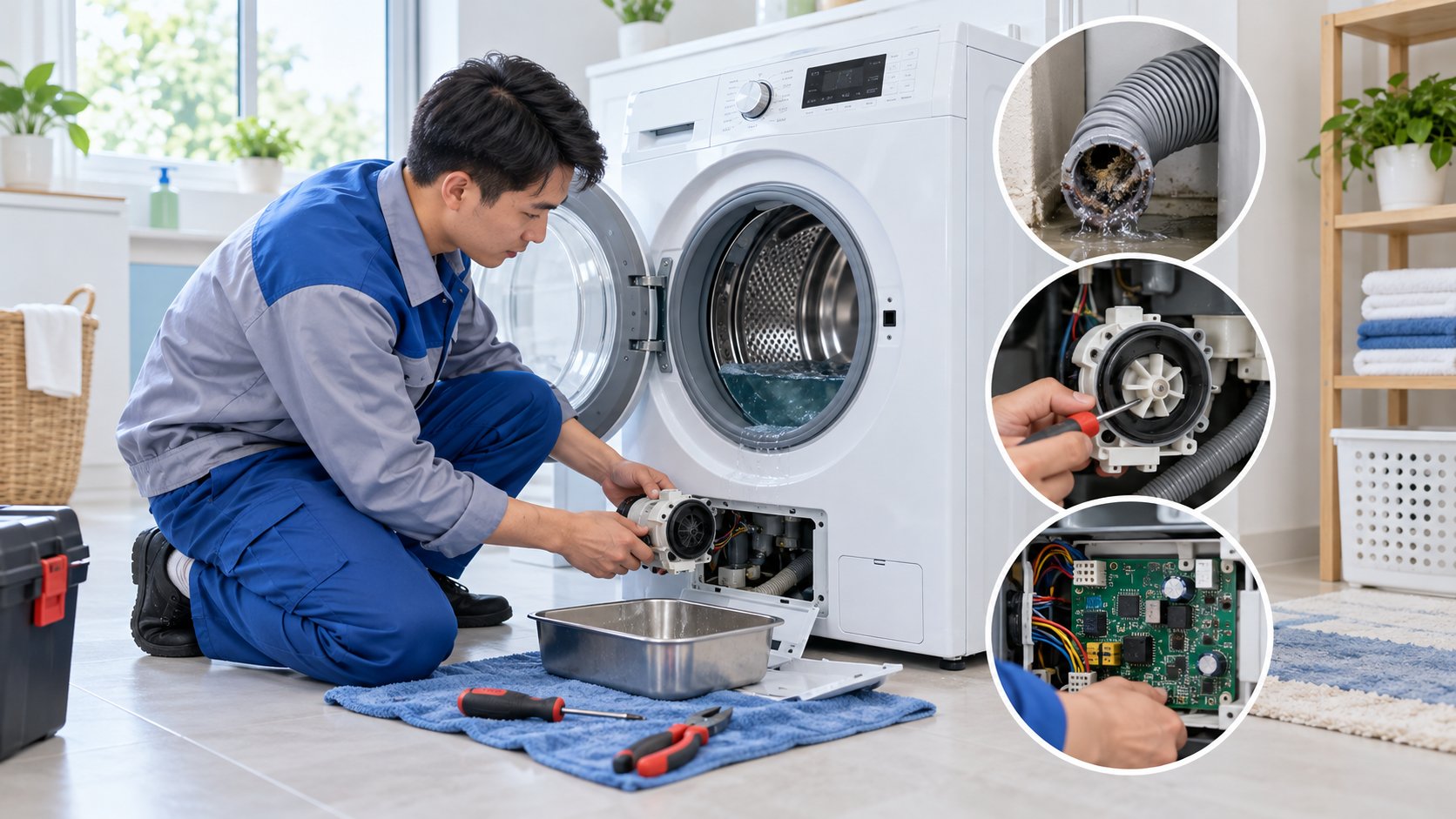 Máy giặt không xả nước: Kiểm tra ống, bơm, bo mạch 1 Ảnh minh hoạ: Máy giặt không xả nước: Kiểm tra ống, bơm, bo mạch